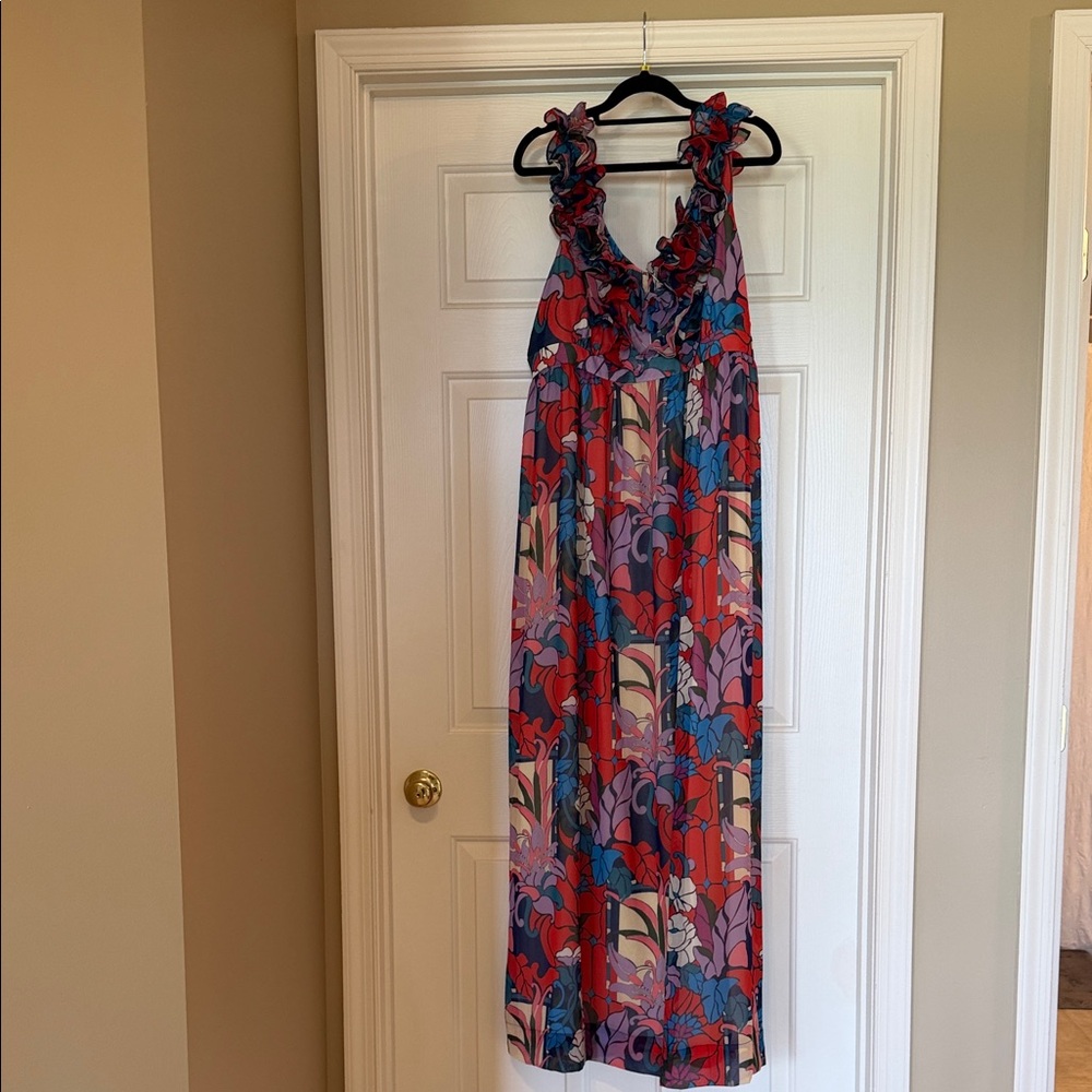Tuckernuck Red, Blue & Purple Floral Ruffle Dress